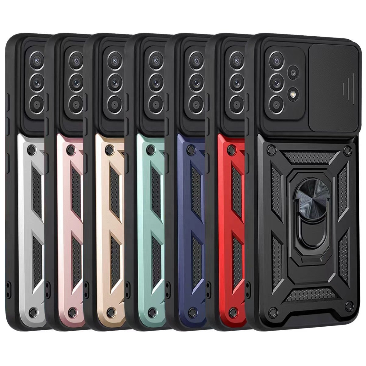 Slide Camera Protection Car Ring Case Hard PC TPU Build-In Holder For Samsung Galaxy S24 Mobile Phone Cases S24Ultra Back Cover