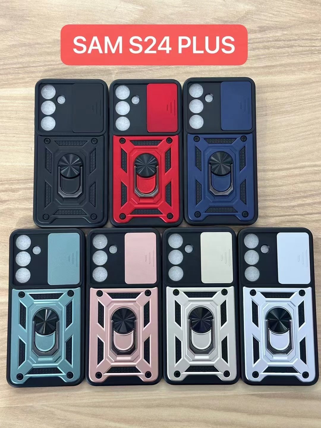Slide Camera Protection Car Ring Case Hard PC TPU Build-In Holder For Samsung Galaxy S24 Mobile Phone Cases S24Ultra Back Cover