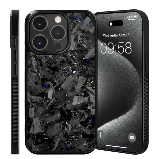 High quality shiny blue red purple large-grain carbon fiber & tpu phone case for new luxury iPhones 15 14 cases wholesale cover