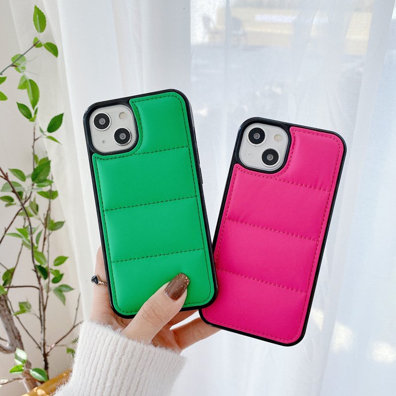New Fashion Soft Down Cotton-padded Jacket Protective puffer back Cover For IPhone 13 12 11 Pro Max XS Mobile Phone Case