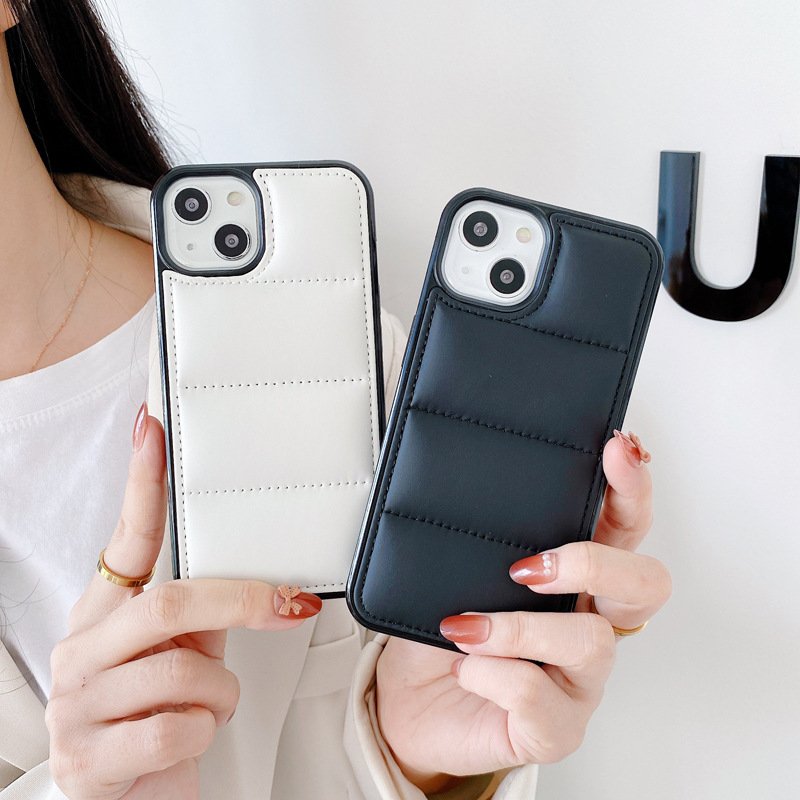 New Fashion Soft Down Cotton-padded Jacket Protective puffer back Cover For IPhone 13 12 11 Pro Max XS Mobile Phone Case