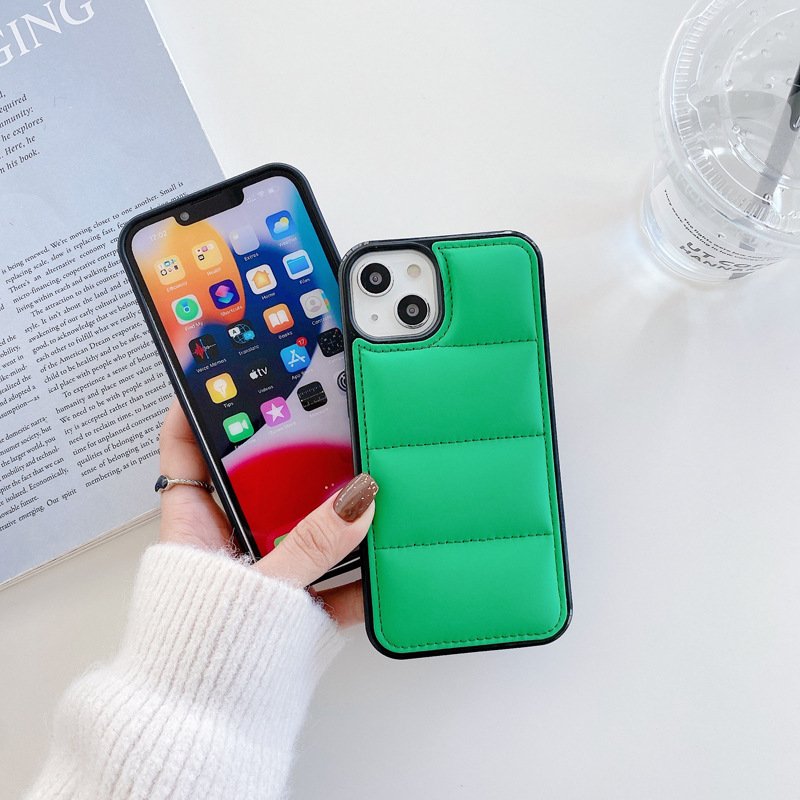 New Fashion Soft Down Cotton-padded Jacket Protective puffer back Cover For IPhone 13 12 11 Pro Max XS Mobile Phone Case