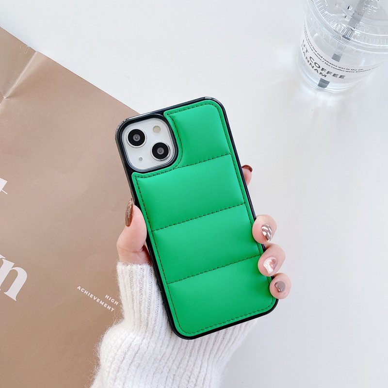 New Fashion Soft Down Cotton-padded Jacket Protective puffer back Cover For IPhone 13 12 11 Pro Max XS Mobile Phone Case