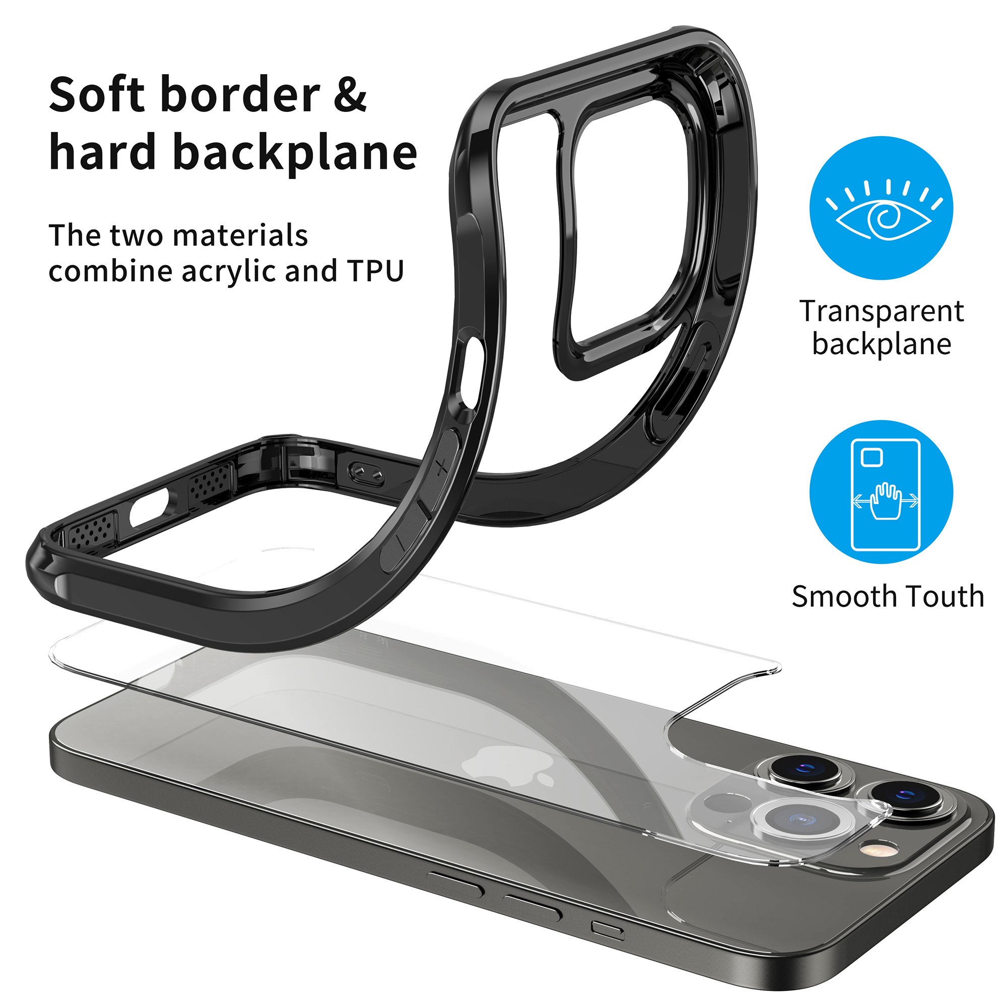 LEEU DESIGN new arrivals transparent mobile cover clear case for iPhone 13 shockproof pc tpu phone case for iPhone 13 14 Pro Max