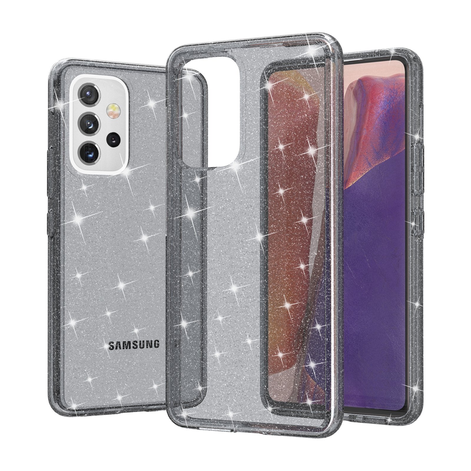 Shockproof Hard Transparent Glitter TPU PC phone case for samsung galaxy S24 FE S23 ultra 5g A15 A25 A35 A55 5G