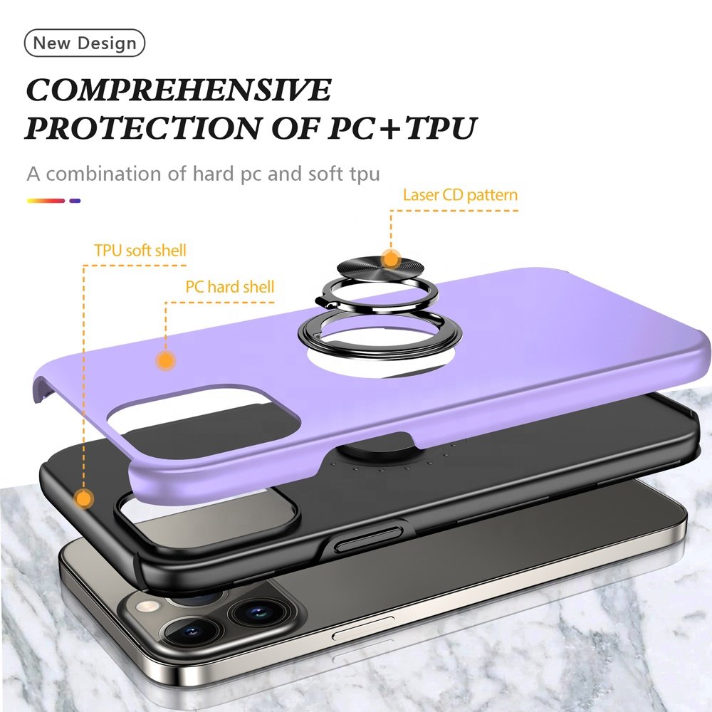 HUAXUN High Quality Magnetic TPU Invisible Stand Ring Holder Phone Case for Apple Iphone 14 13 Pro Max