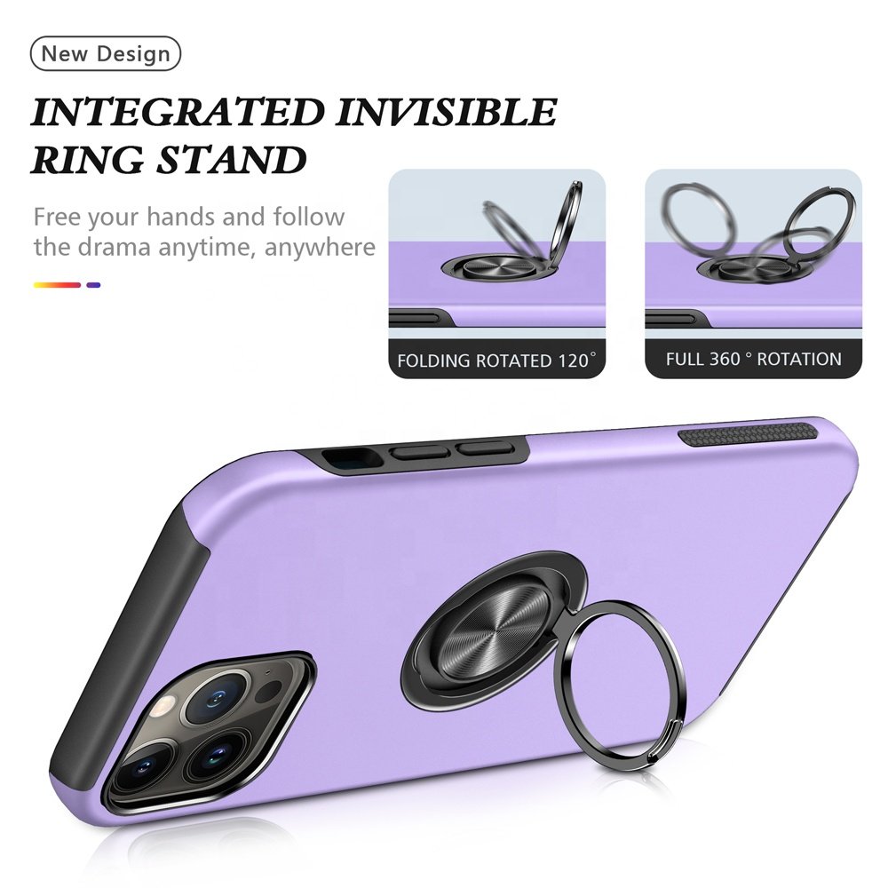 HUAXUN High Quality Magnetic TPU Invisible Stand Ring Holder Phone Case for Apple Iphone 14 13 Pro Max