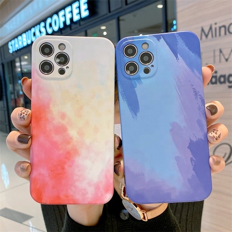 Watercolor Design Oil Painting Soft IMD Craft Gradient TPU Full Protective Cell Phone Case for iPhone 13 12 Mini/12 12 Pro