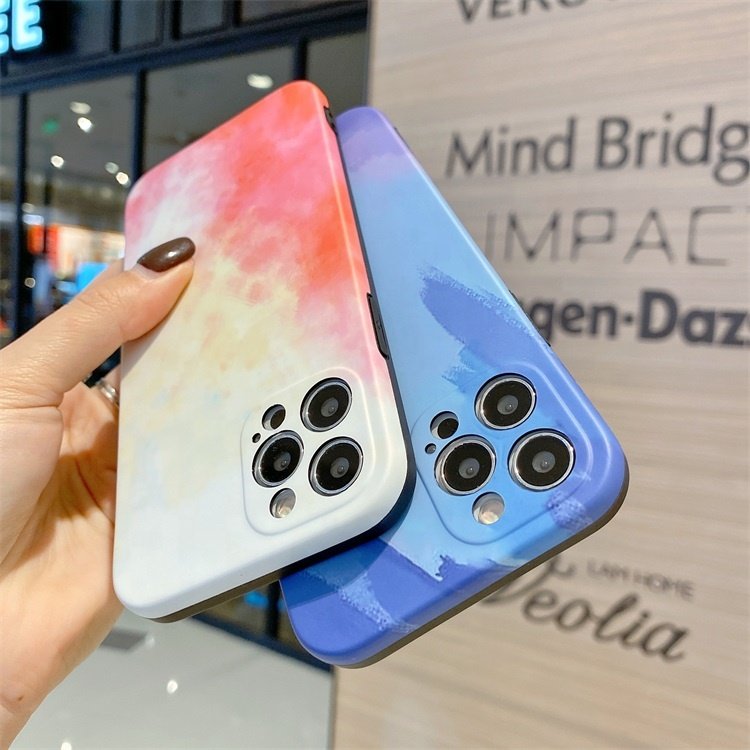Watercolor Design Oil Painting Soft IMD Craft Gradient TPU Full Protective Cell Phone Case for iPhone 13 12 Mini/12 12 Pro