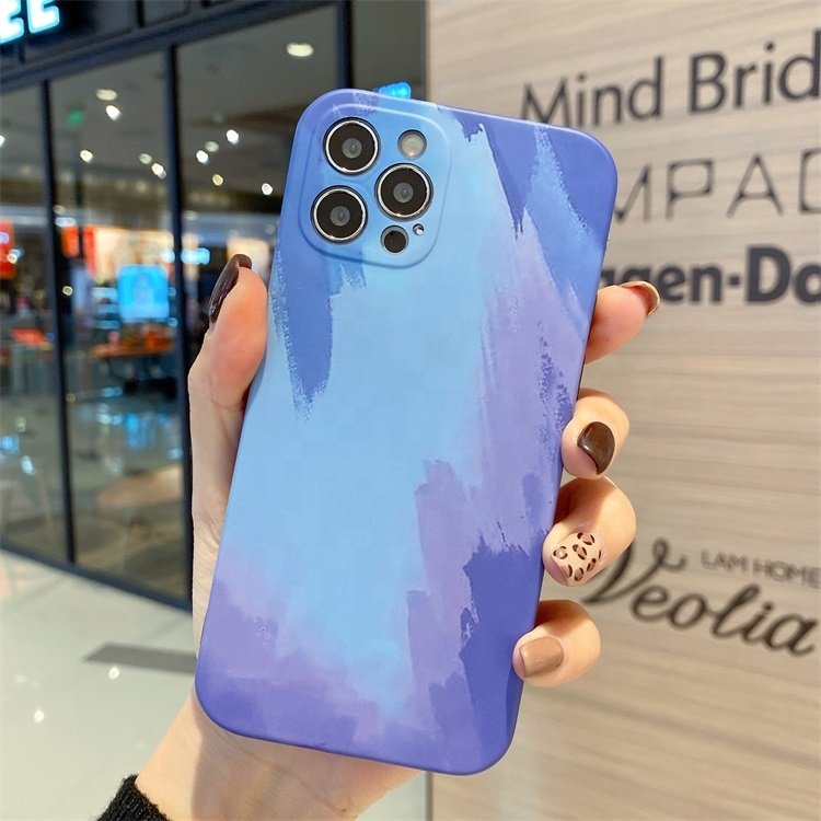 Watercolor Design Oil Painting Soft IMD Craft Gradient TPU Full Protective Cell Phone Case for iPhone 13 12 Mini/12 12 Pro