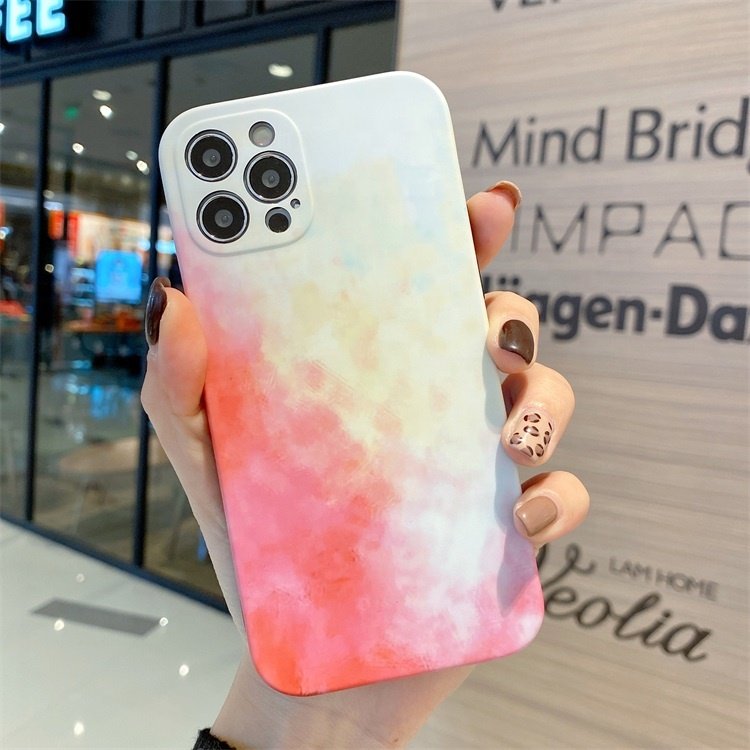 Watercolor Design Oil Painting Soft IMD Craft Gradient TPU Full Protective Cell Phone Case for iPhone 13 12 Mini/12 12 Pro