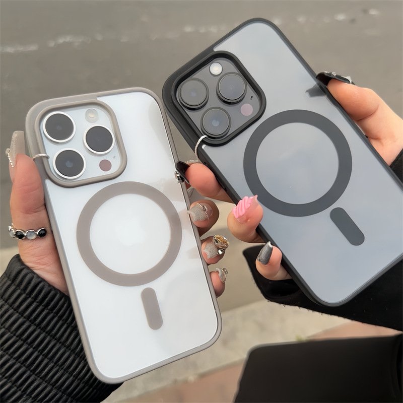 Shockproof Clear Transparent Luxury Phone Case For Iphone 12 13 14 15 Pro Max Wireless Magnetic Transparent Back Cover Funda