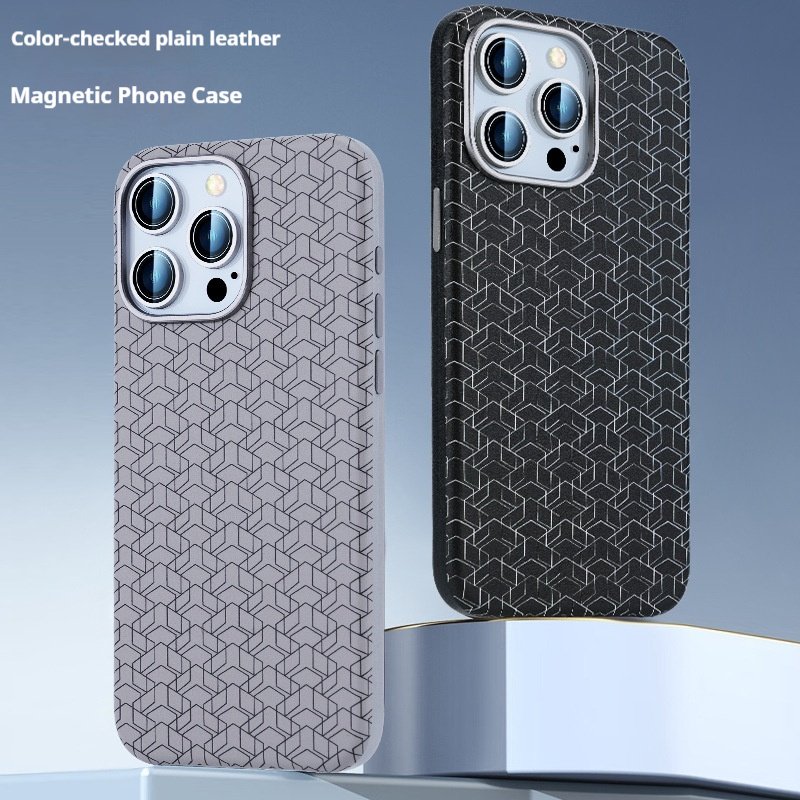 High Quality PU Leather Aluminum Alloy Camera Frame Metal Buttons Magnetic Charging Phone Case For iPhone 13 14 ProMax 15 16 Pro