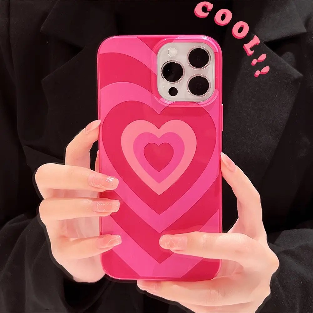 Cute Cool Love Heart Pattern Girls Shockproof Cell Phone Case For iphone 15 14 13 12 11 promax 13 promax XS XR casing