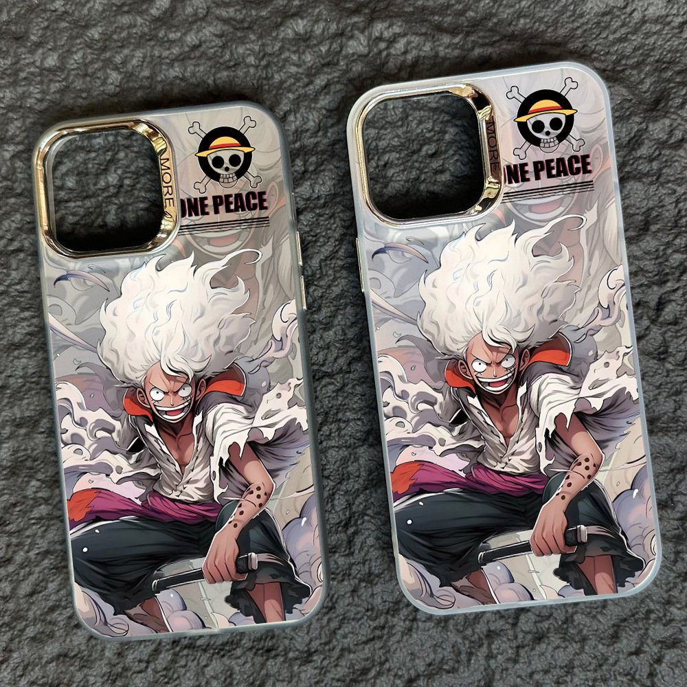 Electroplated IMD double-layer color silver anime luffy phone case for iphone 11 12 13 14 15 promax Cartoon Design mobile covers