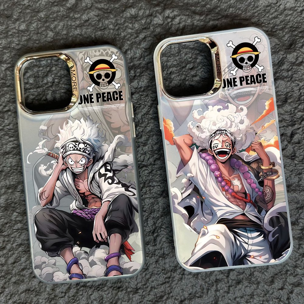 Electroplated IMD double-layer color silver anime luffy phone case for iphone 11 12 13 14 15 promax Cartoon Design mobile covers