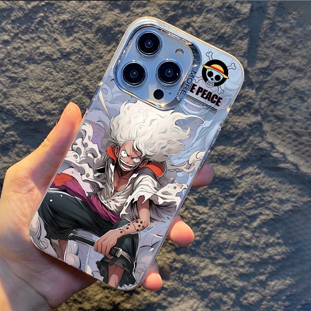 Electroplated IMD double-layer color silver anime luffy phone case for iphone 11 12 13 14 15 promax Cartoon Design mobile covers