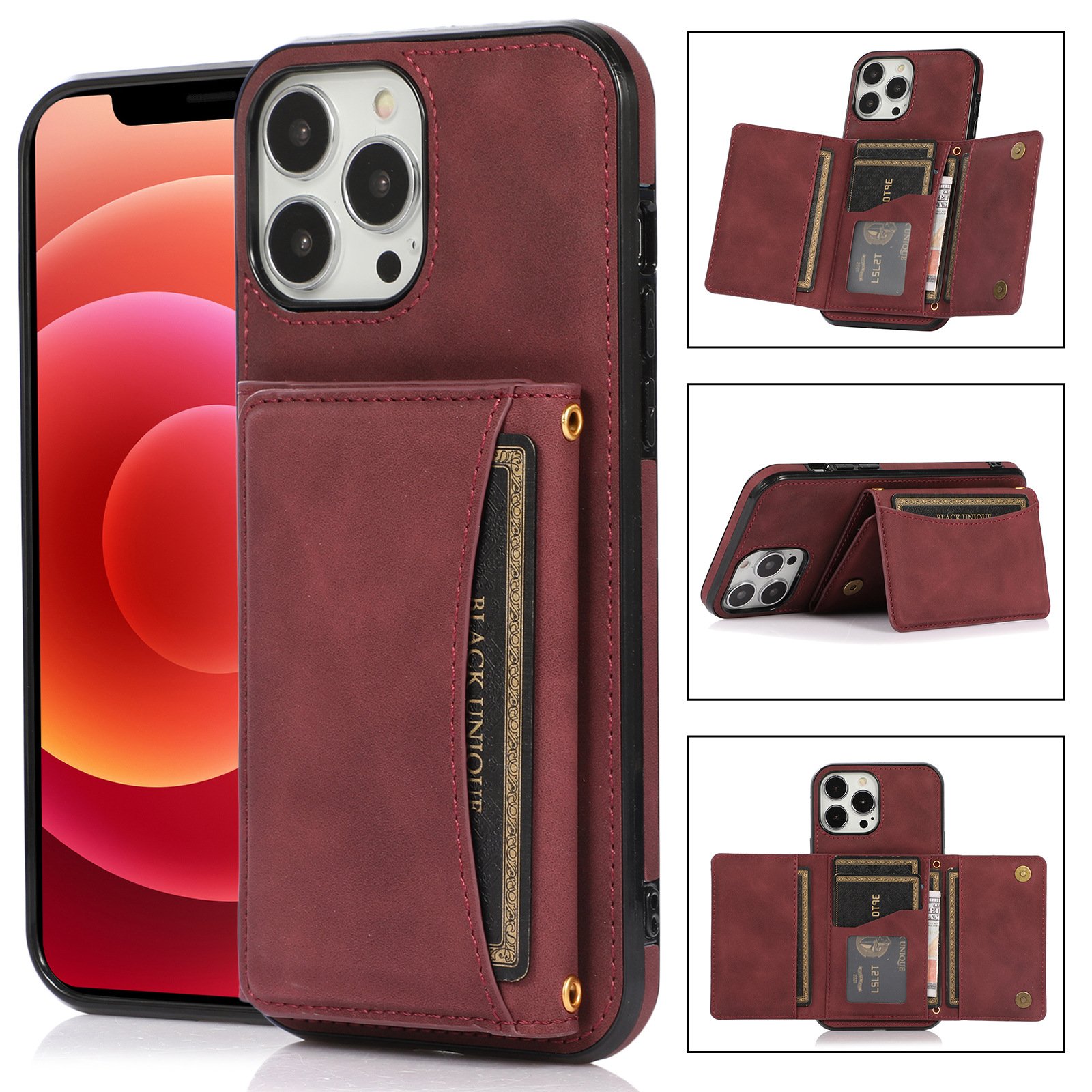 New pu flip leather wallet mobile phone case for Samsung s22 s22 plus hard back credit card slot phone case for galaxy s22 ultra