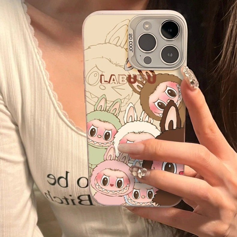 New For iPhone 16promax 15Pro phone case Cute labubu 16pro Cartoon Drop-resistant hard case 14pro 13/16