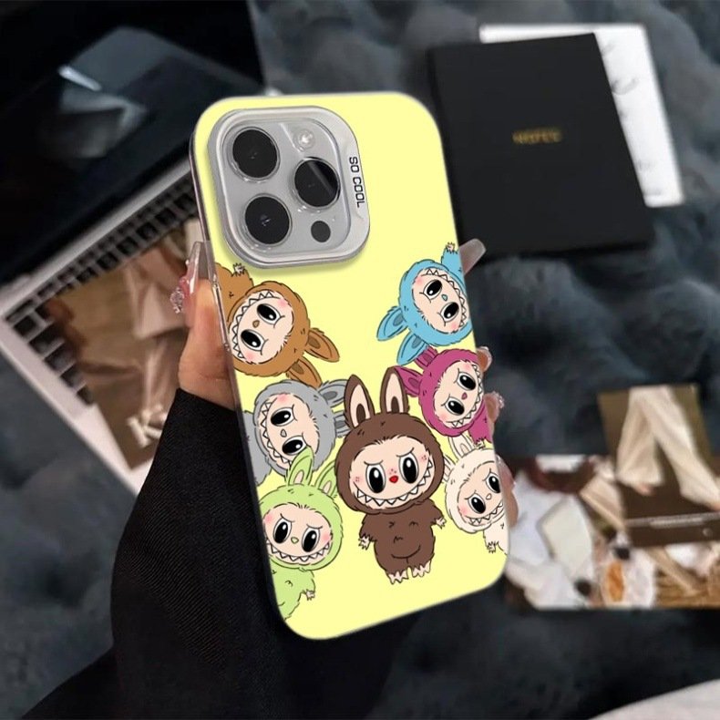 New For iPhone 16promax 15Pro phone case Cute labubu 16pro Cartoon Drop-resistant hard case 14pro 13/16