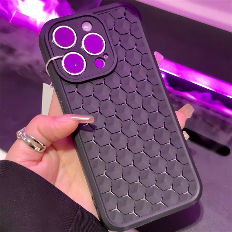 Suitable for iPhone 11 12 13 14 15 mobile phone case heat dissipation breathable phone case soft full-cover lens protective case