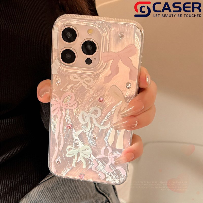 INS Korean Diamond Colorful Bow Gradient Mobile Phone Cases Shining Ribbon Bow Phone Shell For Iphone 16 15 14 13 12