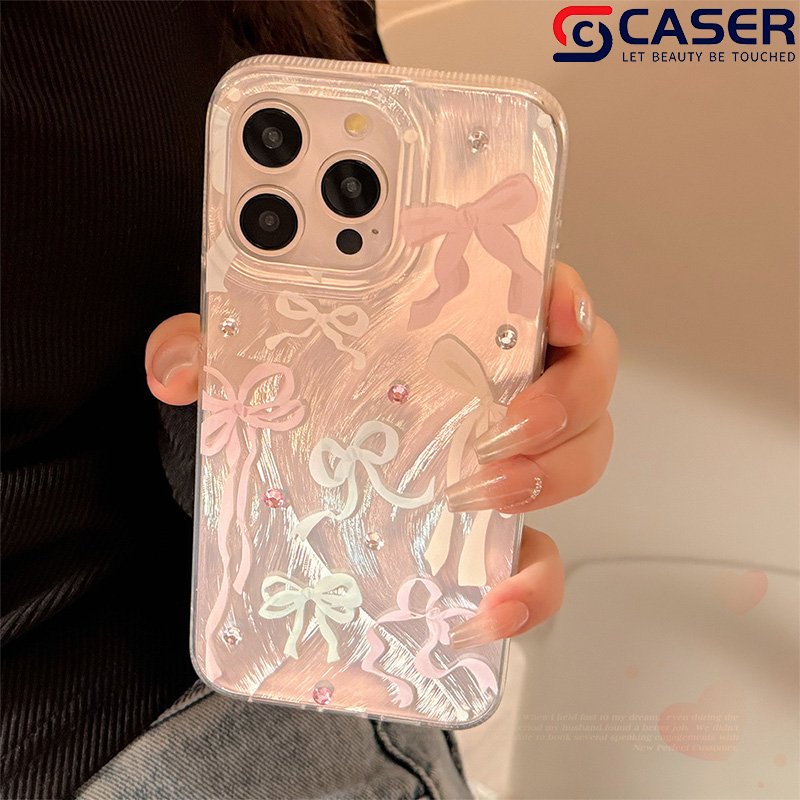INS Korean Diamond Colorful Bow Gradient Mobile Phone Cases Shining Ribbon Bow Phone Shell For Iphone 16 15 14 13 12