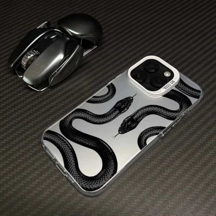 TPU PC 2 IN 1 Laser Print Snake Mobile Phone Case For iPhone 15 14 13 12 11 pro max Hard Protect Back Cover Shell Accessories