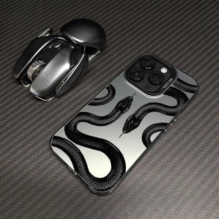 TPU PC 2 IN 1 Laser Print Snake Mobile Phone Case For iPhone 15 14 13 12 11 pro max Hard Protect Back Cover Shell Accessories