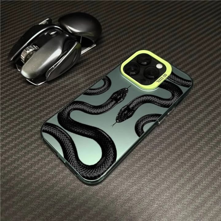 TPU PC 2 IN 1 Laser Print Snake Mobile Phone Case For iPhone 15 14 13 12 11 pro max Hard Protect Back Cover Shell Accessories