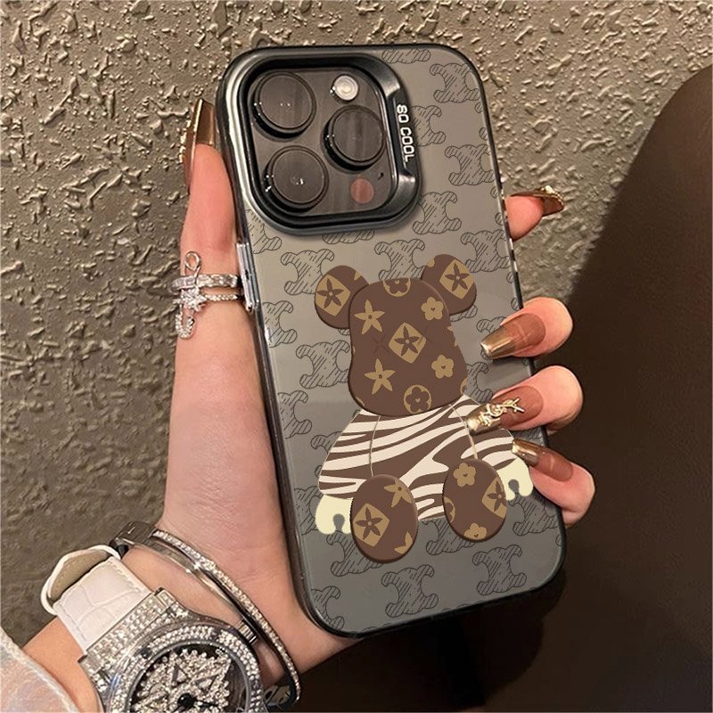 for iPhone 16 Hot ROBOT BEAR Phone Case for iPhone 14 13 Pro 12 11 Pro Xs X XR Max 8 7 SE Bear Aurora Cases Soft Hard Cover
