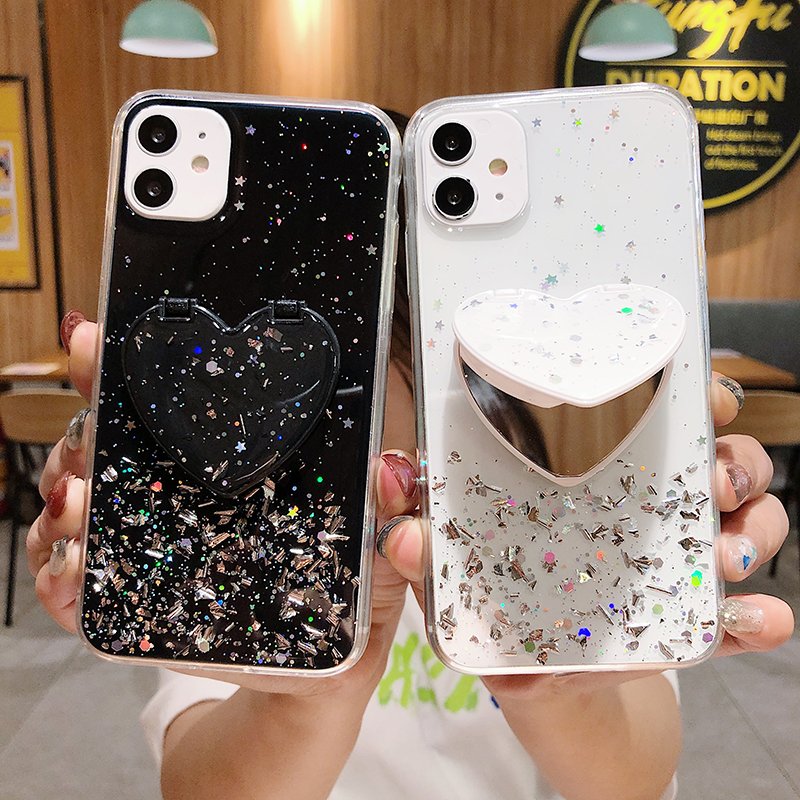 For Samsung Mirror Case,HOCAYU Glitter Bling Bling Makeup Cell Phone Case For Samsung A10S A20 A30 A40 A50 A70 Fundas Telefono
