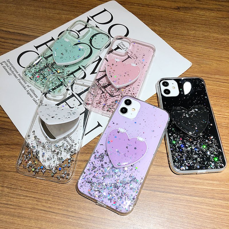 For Samsung Mirror Case,HOCAYU Glitter Bling Bling Makeup Cell Phone Case For Samsung A10S A20 A30 A40 A50 A70 Fundas Telefono