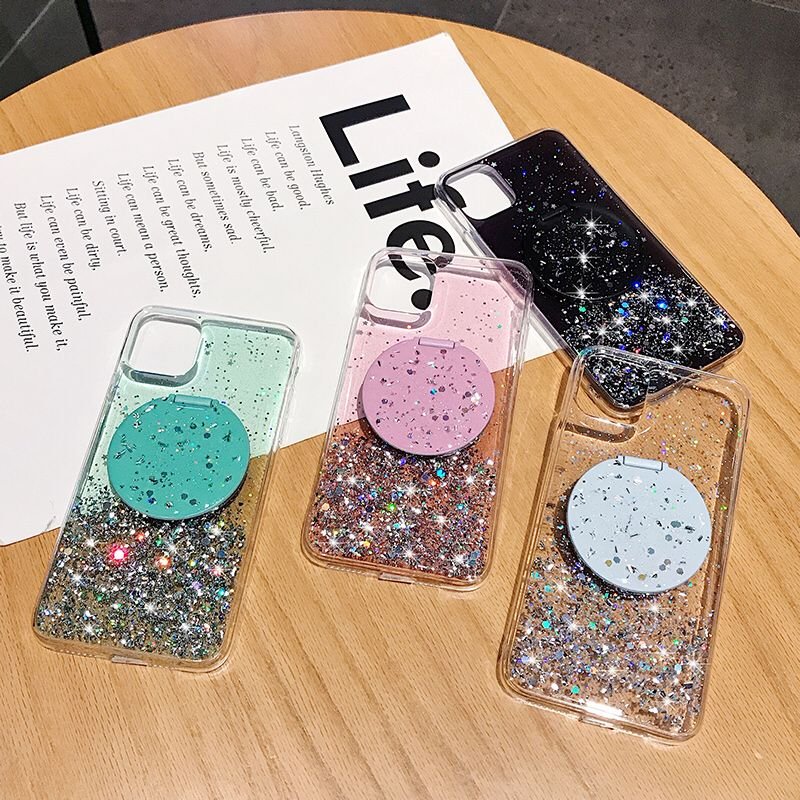 For Samsung Mirror Case,HOCAYU Glitter Bling Bling Makeup Cell Phone Case For Samsung A10S A20 A30 A40 A50 A70 Fundas Telefono