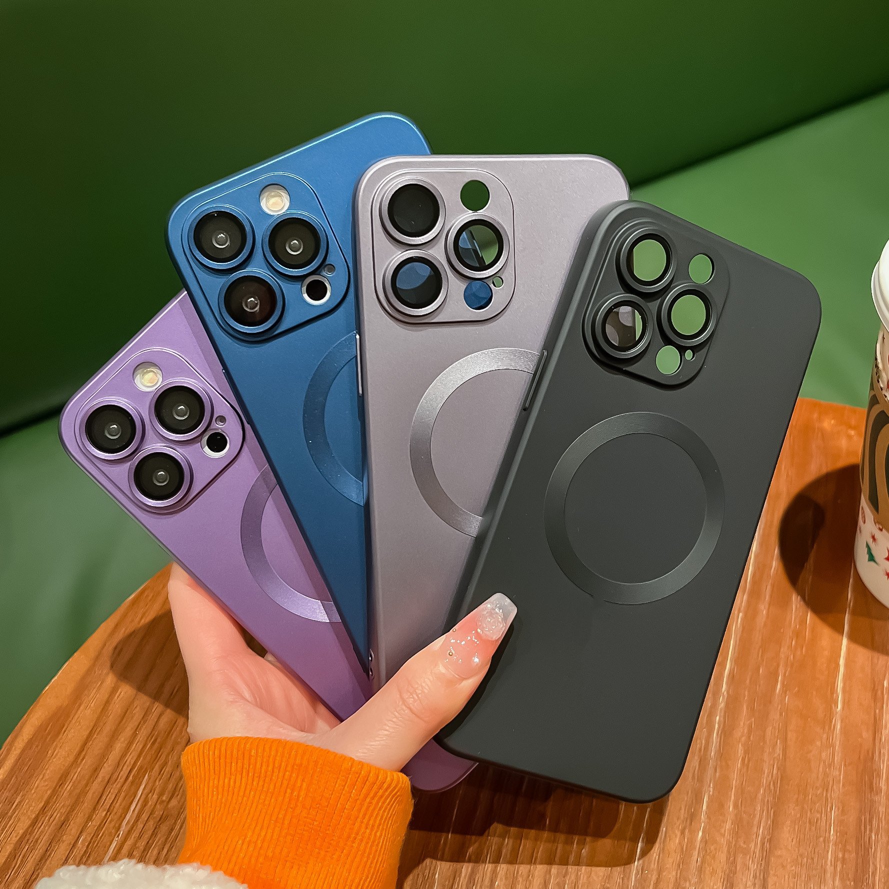 For iPhone 15 pro max Magnetic Phone Case for iPhone 13 12 with Lens glass wireless charger 14 Pro Matte Mobile Phone Cases
