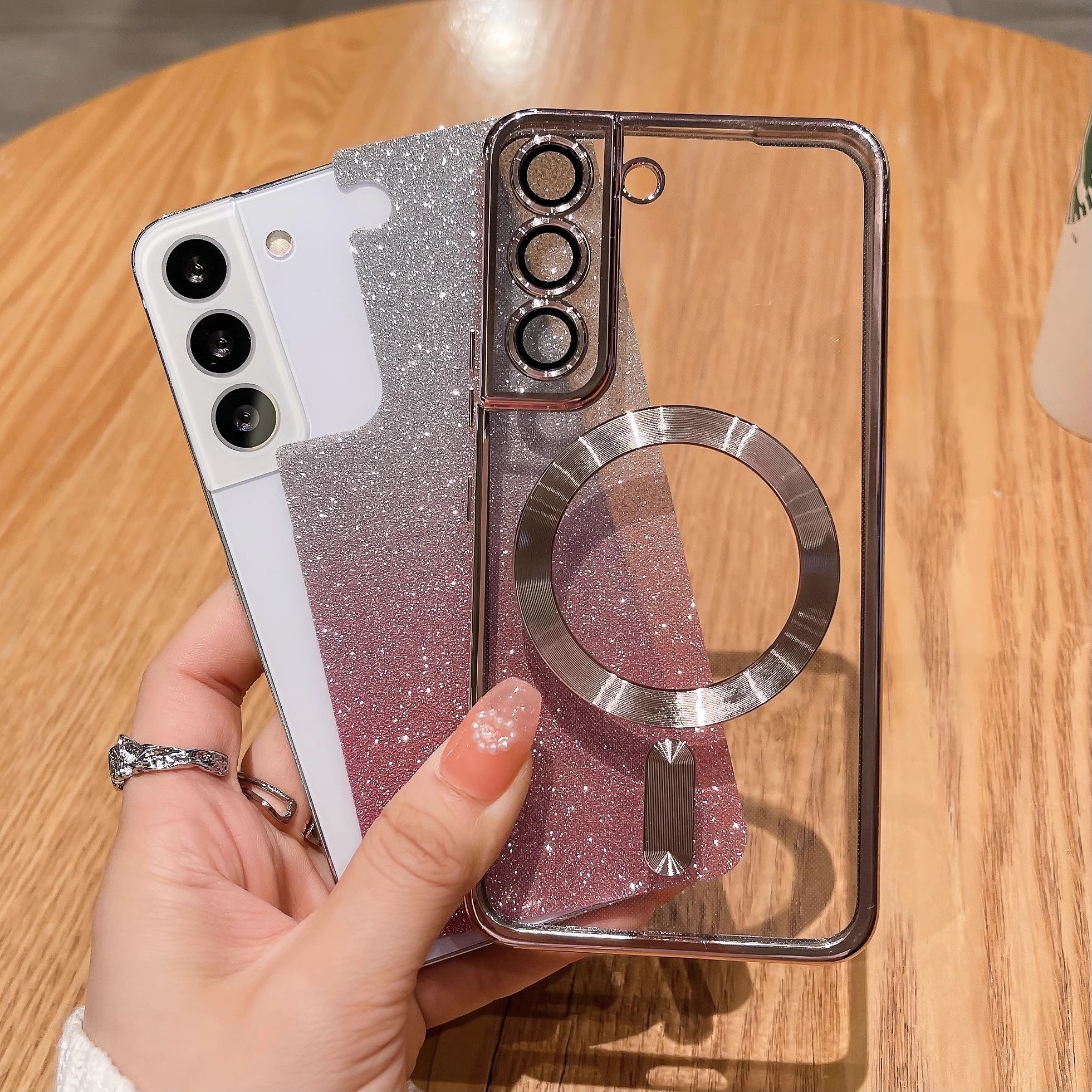 for Samsung S24ULTRA Magnetic Gradient Phone Case Galaxy S23plus Electroplated Flash Powder Note20 Silicone Soft Case S22 S21 20
