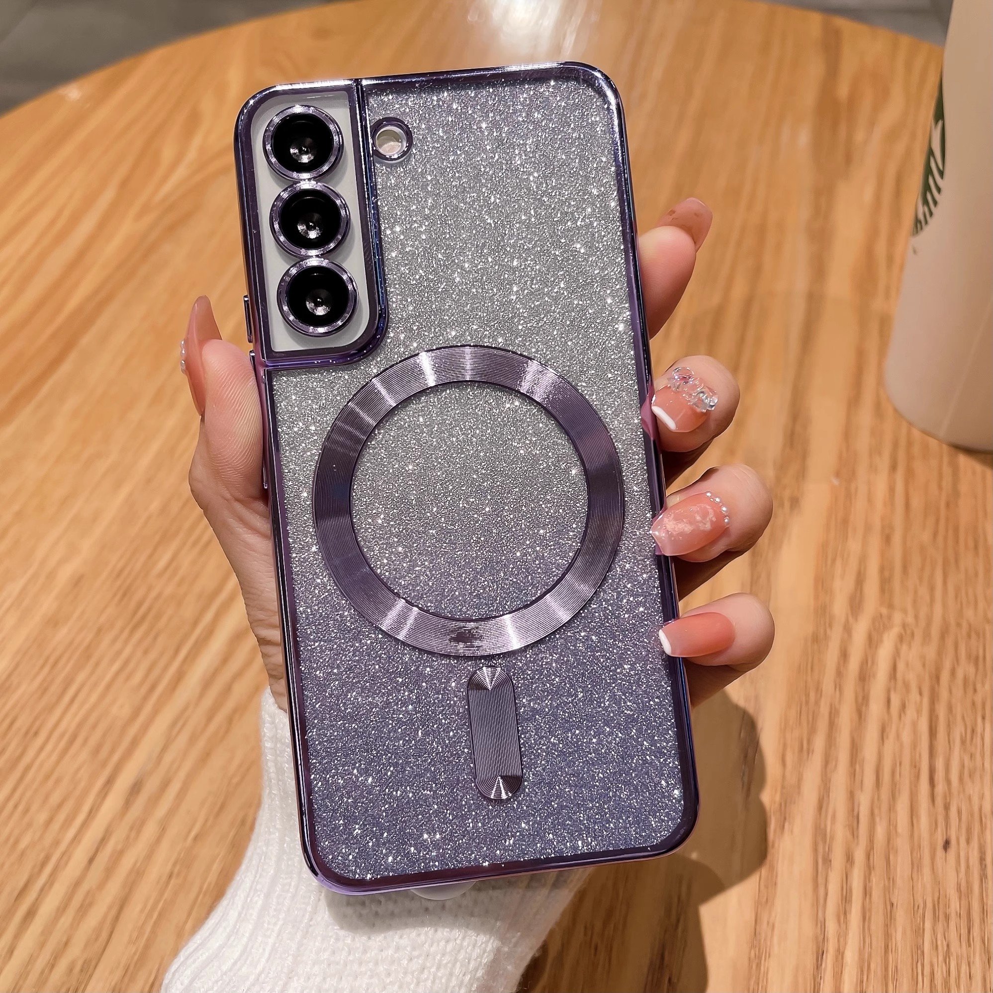 for Samsung S24ULTRA Magnetic Gradient Phone Case Galaxy S23plus Electroplated Flash Powder Note20 Silicone Soft Case S22 S21 20