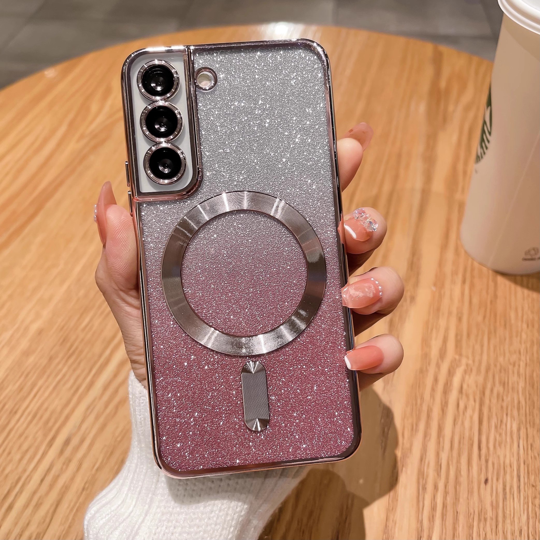 for Samsung S24ULTRA Magnetic Gradient Phone Case Galaxy S23plus Electroplated Flash Powder Note20 Silicone Soft Case S22 S21 20