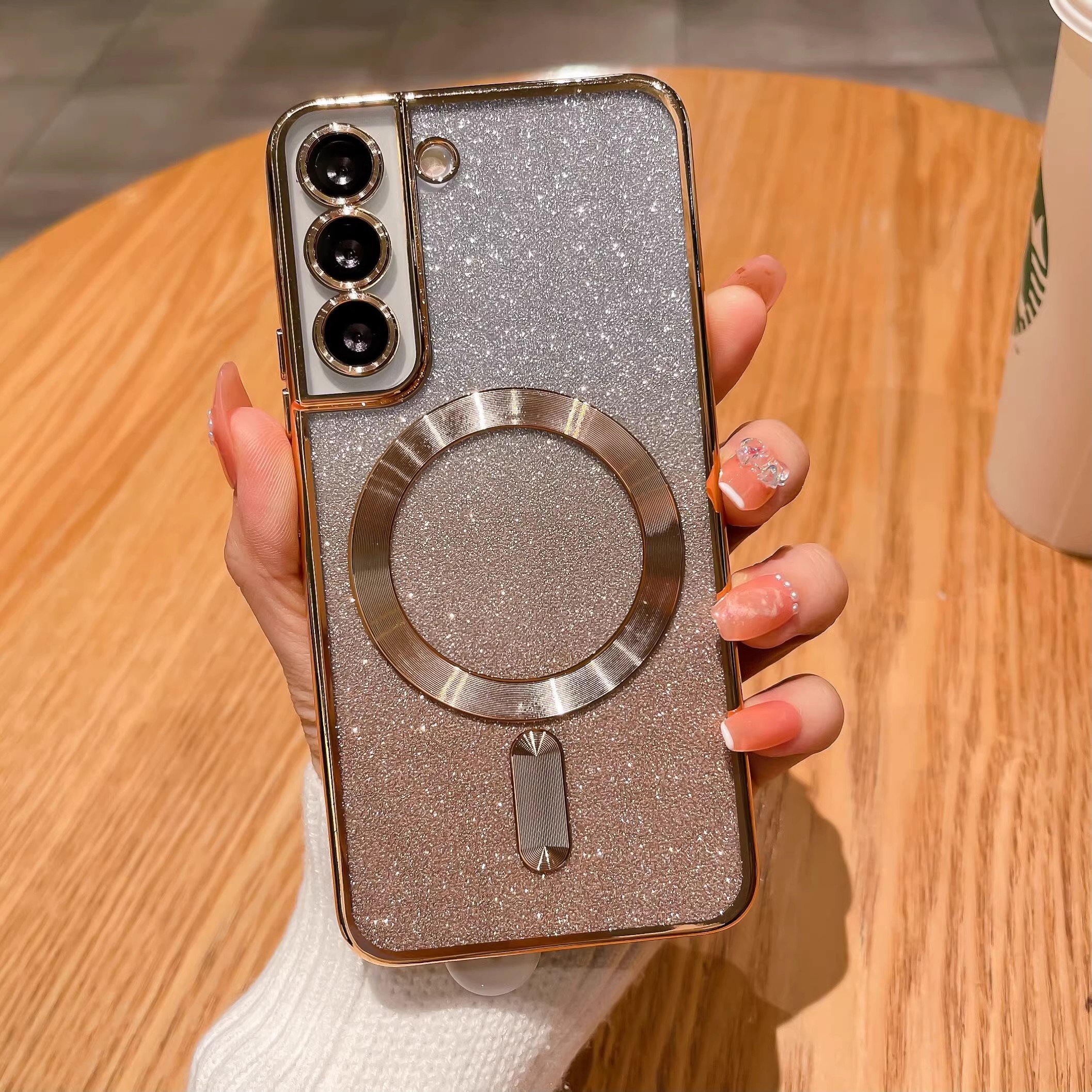 for Samsung S24ULTRA Magnetic Gradient Phone Case Galaxy S23plus Electroplated Flash Powder Note20 Silicone Soft Case S22 S21 20