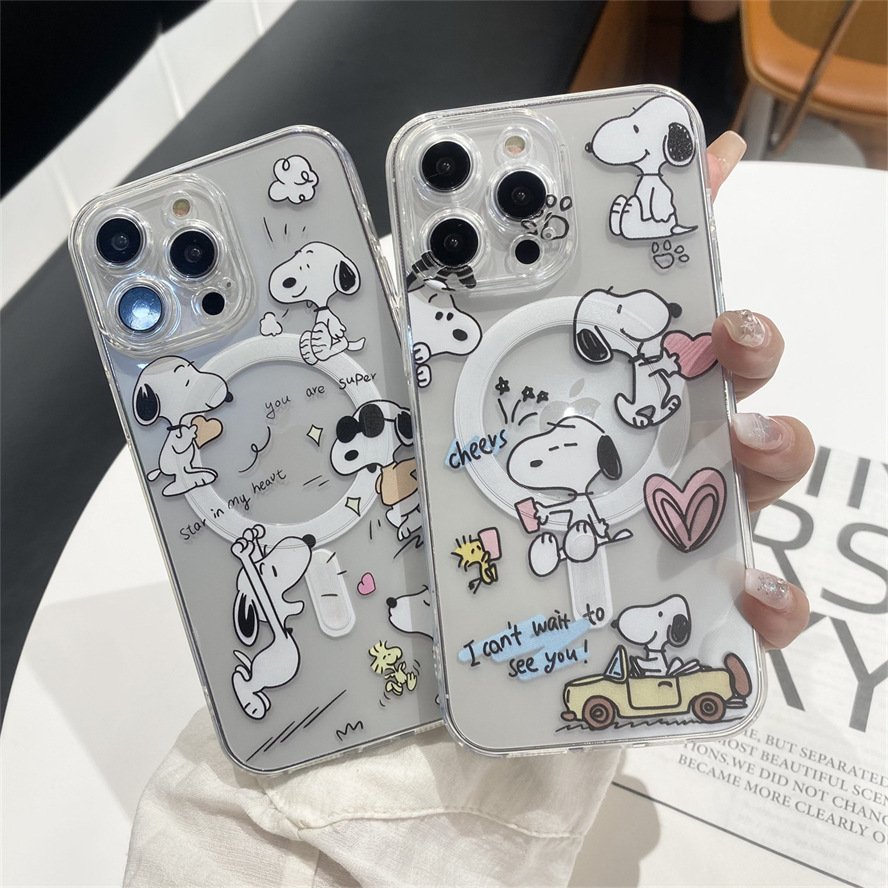 For Samsung S24 S23 S22 mobile phone case 2024 New Snoopy magnetic anti-drop protective case