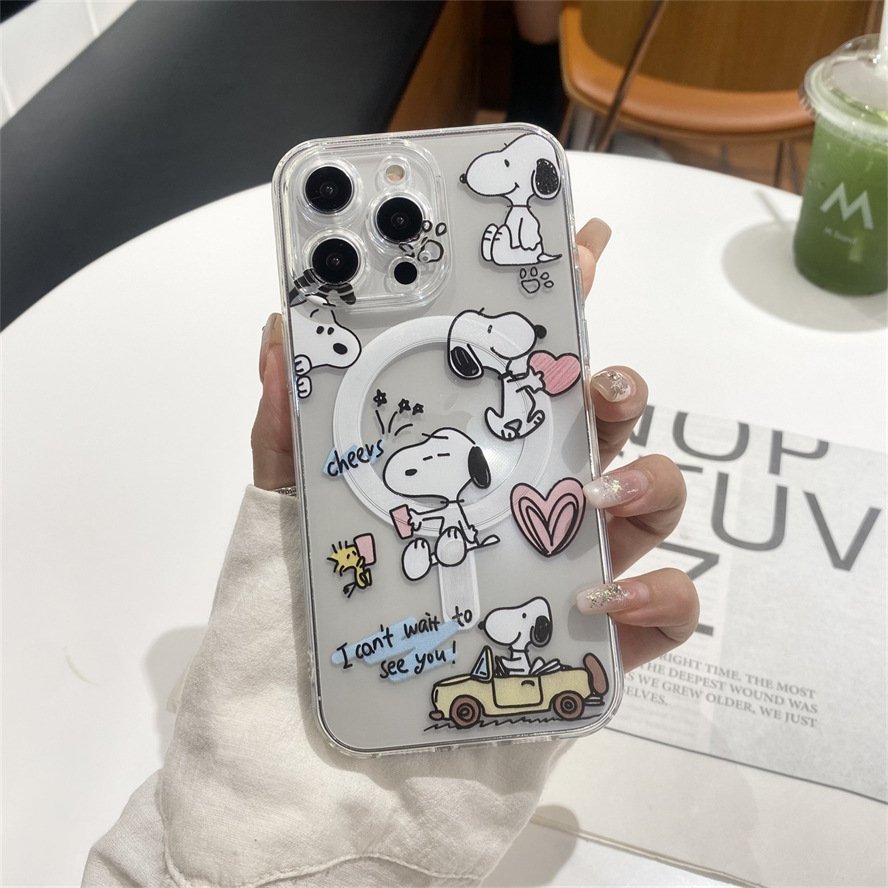 For Samsung S24 S23 S22 mobile phone case 2024 New Snoopy magnetic anti-drop protective case