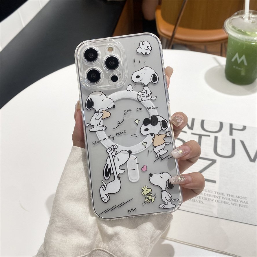 For Samsung S24 S23 S22 mobile phone case 2024 New Snoopy magnetic anti-drop protective case