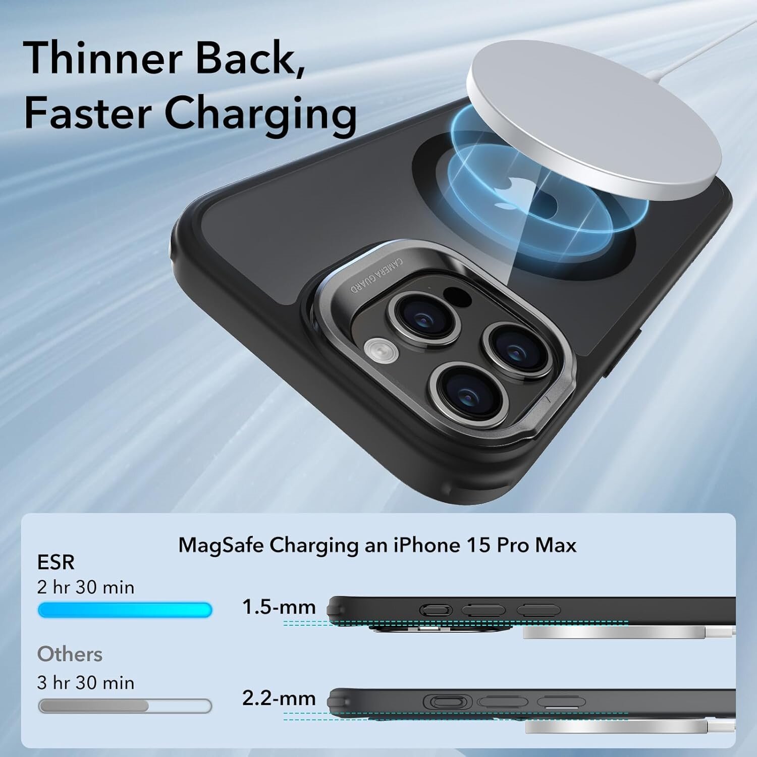 ESR Magnetic Silicone Case with Built-in Stand for iPhone 15 Pro Max - Camera Stash and Magnetic Phone Case