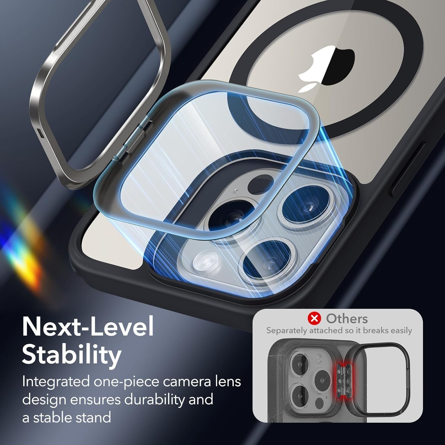 ESR Magnetic Silicone Case with Built-in Stand for iPhone 15 Pro Max - Camera Stash and Magnetic Phone Case