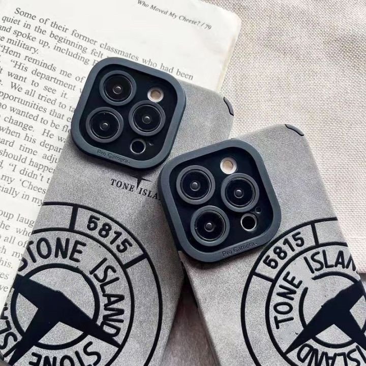 Fashion Brand Stone Leather Suede Mobile Phone Case For iPhone 15 14 13 12 11 pro max Soft Protect Back Cover Shell