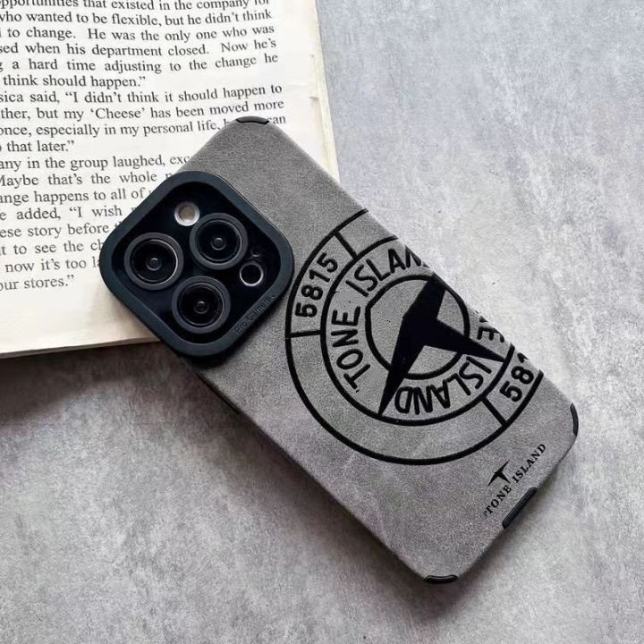 Fashion Brand Stone Leather Suede Mobile Phone Case For iPhone 15 14 13 12 11 pro max Soft Protect Back Cover Shell