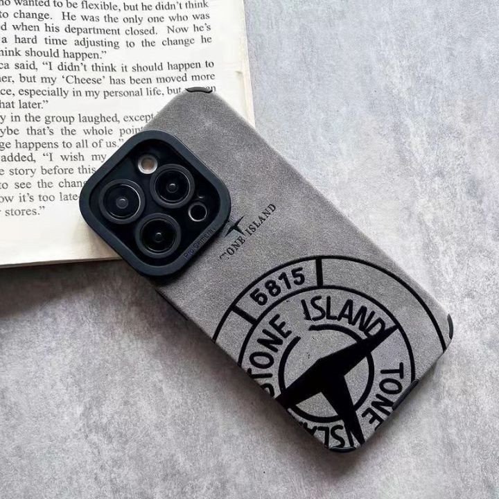 Fashion Brand Stone Leather Suede Mobile Phone Case For iPhone 15 14 13 12 11 pro max Soft Protect Back Cover Shell
