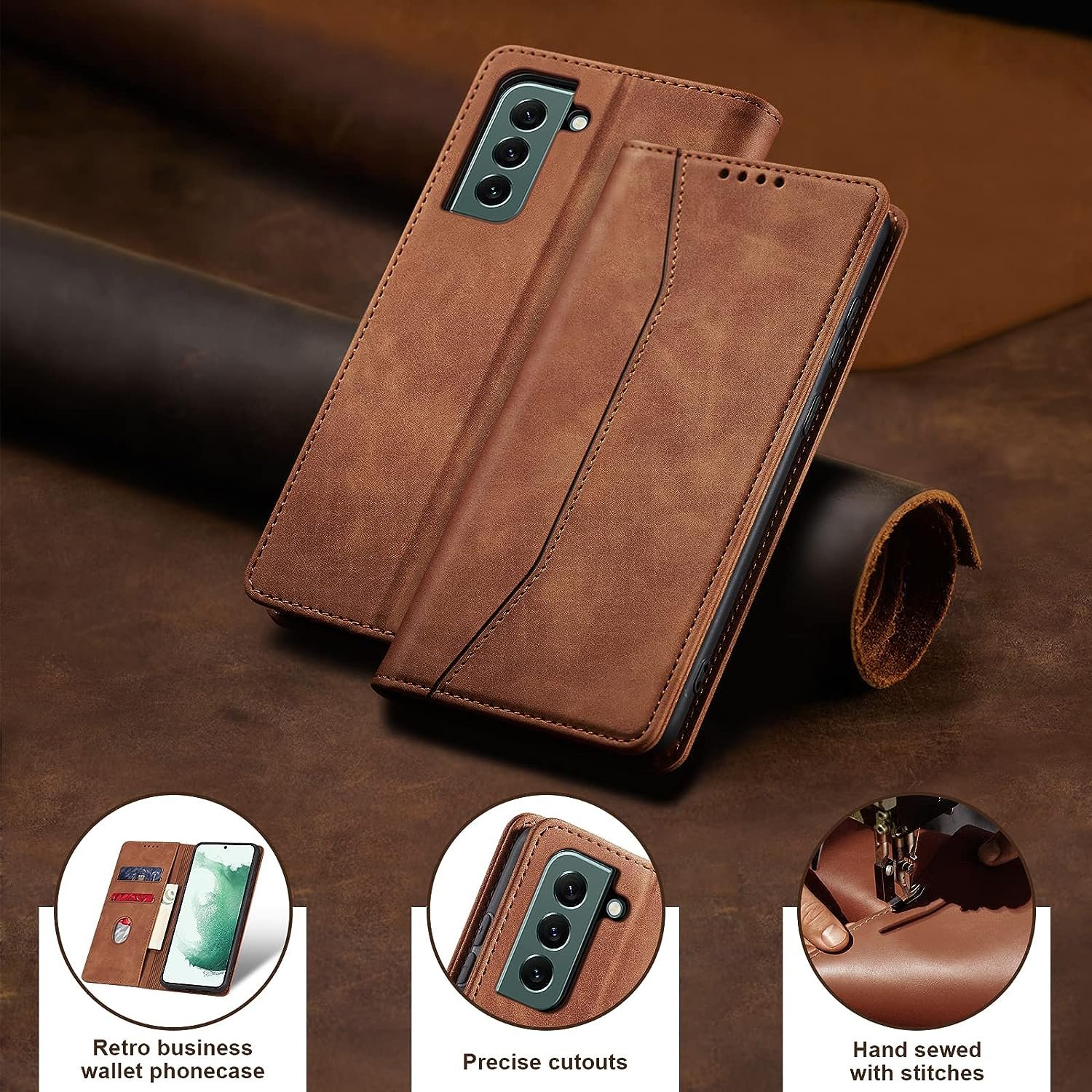 Men Women Leather Wallets Mobile Phone Cases For Samsung Galaxy S24 S23 Plus Ultra 5G Kickstand Full Cover Protection Back Cover