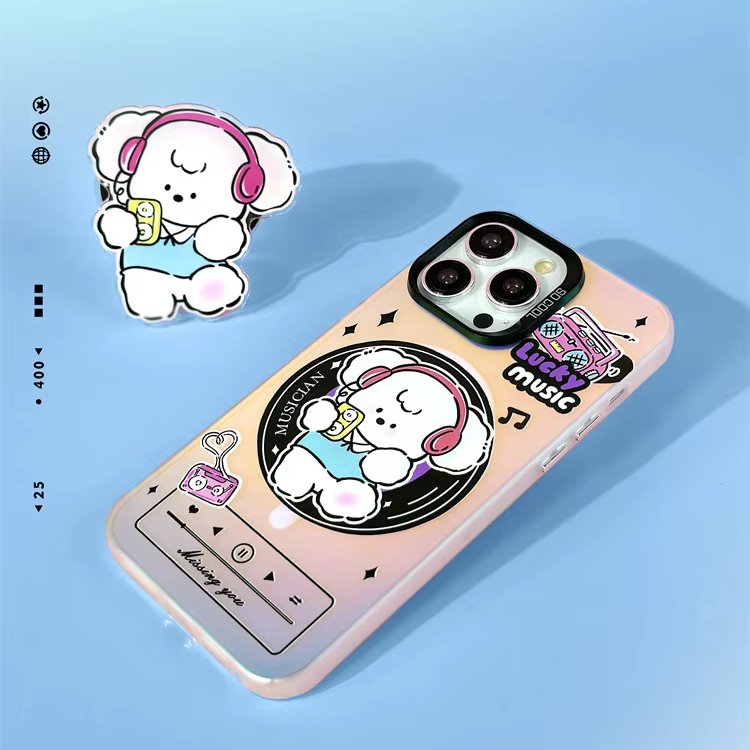 2024 New Customized Cute Frosted Laser With Magnetic Stand Set Cell Phone Case Shockproof For iPhone 16 15 14 13 12 Pro Max Plus