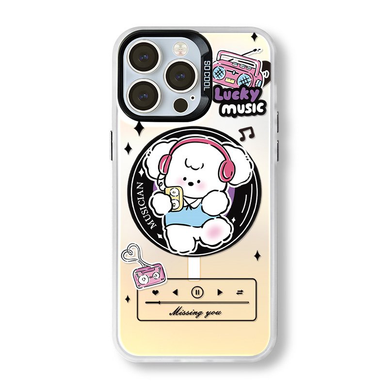 2024 New Customized Cute Frosted Laser With Magnetic Stand Set Cell Phone Case Shockproof For iPhone 16 15 14 13 12 Pro Max Plus